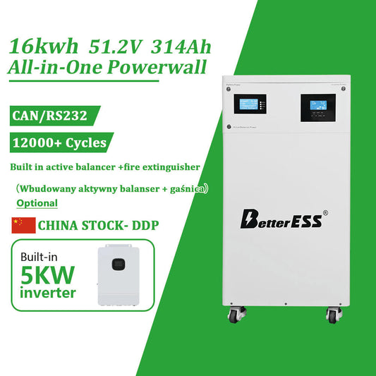 48V 51.2V 300Ah 15kWh All-in-One Mobile ESS Power Station with 5kW Hybrid Inverter