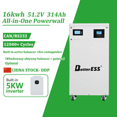 48V 51.2V 300Ah 15kWh All-in-One Mobile ESS Power Station with 5kW Hybrid Inverter