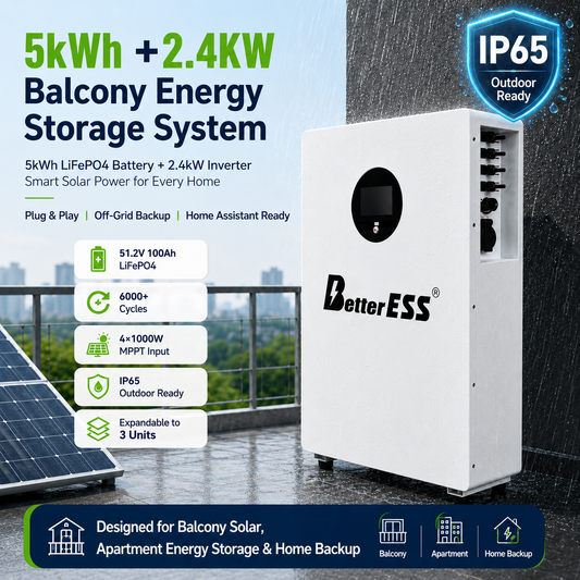 5kWh Balcony Solar Battery Storage System 2400W Plug & Play LiFePO4 Energy Storage