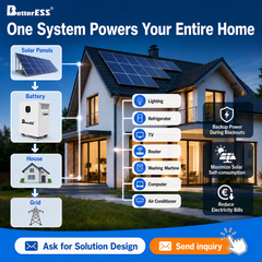 25,6 V 314 Ah 8 kWh LiFePO4 All-in-One Heimspeichersystem mit 4,5 kW Hybrid-Wechselrichter und integrierter aktiver Ausgleichsfunktion