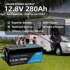 12V 280Ah LiFePO4 Battery Built-in 200A BMS with Bluetooth