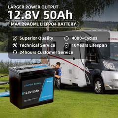 12V 50Ah LiFePO4 Battery Built-in 50A BMS with Bluetooth