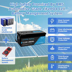 12V 280Ah LiFePO4 Battery Built-in 200A BMS with Bluetooth
