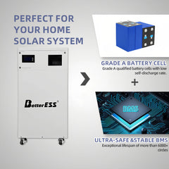 BetterESS 51.2V 48V 280Ah All in One 14kWh LiFePO4 Battery Mobile ESS Built-in 5kw Hybrid Off-grid Inverter, BMS, MPPT, Active Balancer-Backup Power for Home