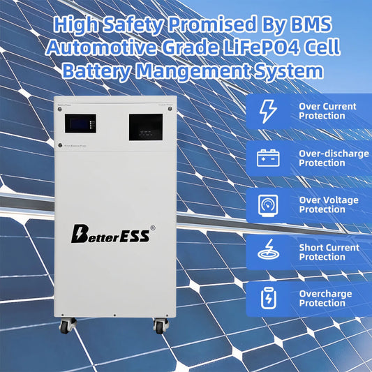 BetterESS 51.2V 48V 280Ah All in One 14kWh LiFePO4 Battery Mobile ESS Built-in 5kw Hybrid Off-grid Inverter, BMS, MPPT, Active Balancer-Backup Power for Home