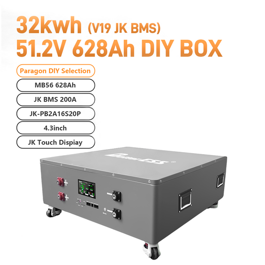 BetterESS 32kWh 51.2V 628Ah LiFePO4 DIY Battery Kit – 16S for EVE MB56 Cells with 250A JK BMS (V19) | Solar, RV & Off-Grid Energy Storage