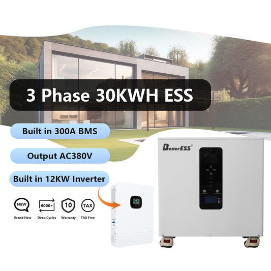 51.2V 600Ah 30kwh Three-phase All in One AC380V  With 12kw Inverter Home Energy Storage System