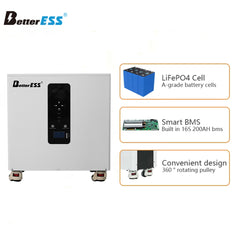 51.2V 400Ah 20kWh All-in-one Mobile ESS Built-in 10kW or 12KW Hybrid off-grid Three Phase Inverter 380V/400V,300A BMS,Equalization Module
