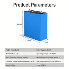 GOTION 340Ah LiFePO4 3.2V Grade A Battery Cells For Solar Storage, RV, EV, PV