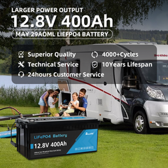 12V 400Ah LiFePO4 baterija Ugrađeni 250A BMS s Bluetoothom
