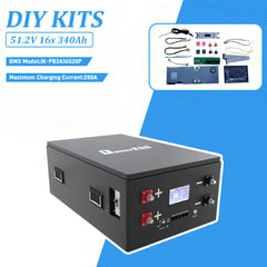 BetterESS 51.2V 340Ah LiFePO4 DIY Battery Box Kit – with JK 200A Bluetooth BMS & 2A Active Balancer