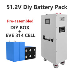48V 16S 280Ah-314Ah DIY Vertical JK Box Battery Kits with JK Inverter 200A BMS and Wheels