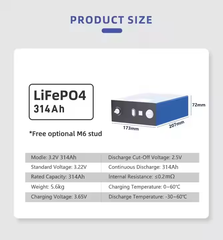 Cornex Grade A 3.2V 314Ah Rechargeable LiFePO4 Battery Cell