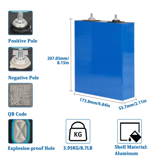 Batterie LiFePO4 LISHEN 3,2 V 202 Ah - Qualité A, neuve, avec code QR
