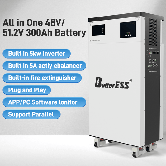 48V 51.2V 300Ah 15kWh All-in-One Mobile ESS Power Station with 5kW Hybrid Inverter
