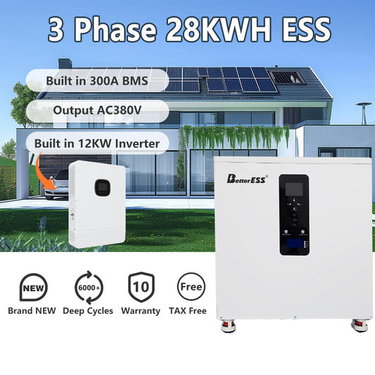 51.2V 560Ah 28kwh Three-phase All in One AC380V With 12kw Inverter Home Energy Storage System