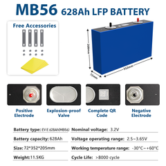EVE MB56 3.2V 628Ah LiFePO4 Battery Cell 8000 Cycles- Brand New Grade A with QR Code