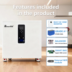 BetterESS 51.2V 628Ah 32kWh All-in-One Mobile ESS LiFePO4 Battery Energy Storage System with 12kW Three-Phase Hybrid Inverter Smart BMS MPPT & Equalization Module