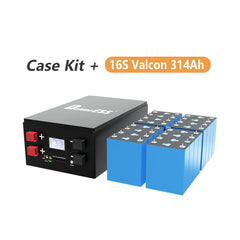 Kit de batterie Better-ess DIY 51,2 V 280 Ah 304 Ah 314 Ah LiFePO4 avec BMS JK 200 A, avec interrupteur pneumatique (disjoncteur CC), boîtier de batterie empilable à monter soi-même avec équilibrage actif 2 A