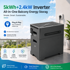 5kWh Balcony Solar Battery Storage System, 2400W Plug & Play LiFePO4 Energy Storage, All-in-One, Modular & Expandable, IP54