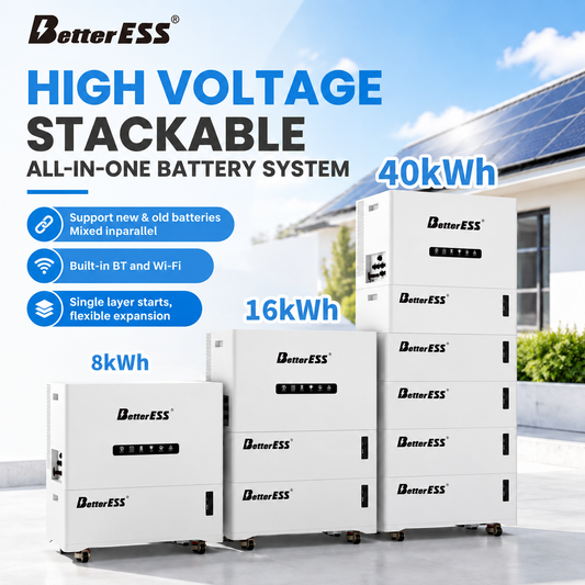Stackable 8kWh–40kWh High-Voltage Home Battery ESS 25.6V–400V DC-DC Solar Energy Storage System with WiFi, Bluetooth & Built-in Boost Module