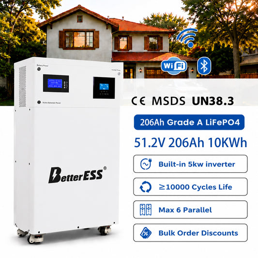 51.2V 206Ah 10kWh All-in-One LiFePO4 Mobile ESS with 5kW Hybrid Off-Grid Inverter, BMS & MPPT