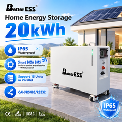 BetterESS 51.2V 400Ah 20KWh LiFePO4 Battery IP65 with Active Balancer for Home Energy Storage