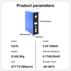 CATL 3.2V 530Ah LiFePO4 Battery Cell - Brand New Grade A with QR Code
