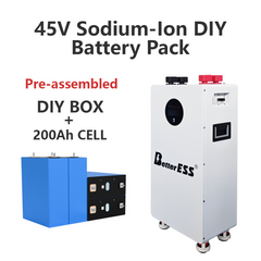 45V 200Ah 9kWh Sodium-ion DIY Battery Pack with JK 200A BMS, WiFi, Bluetooth & APP for Home Solar ESS