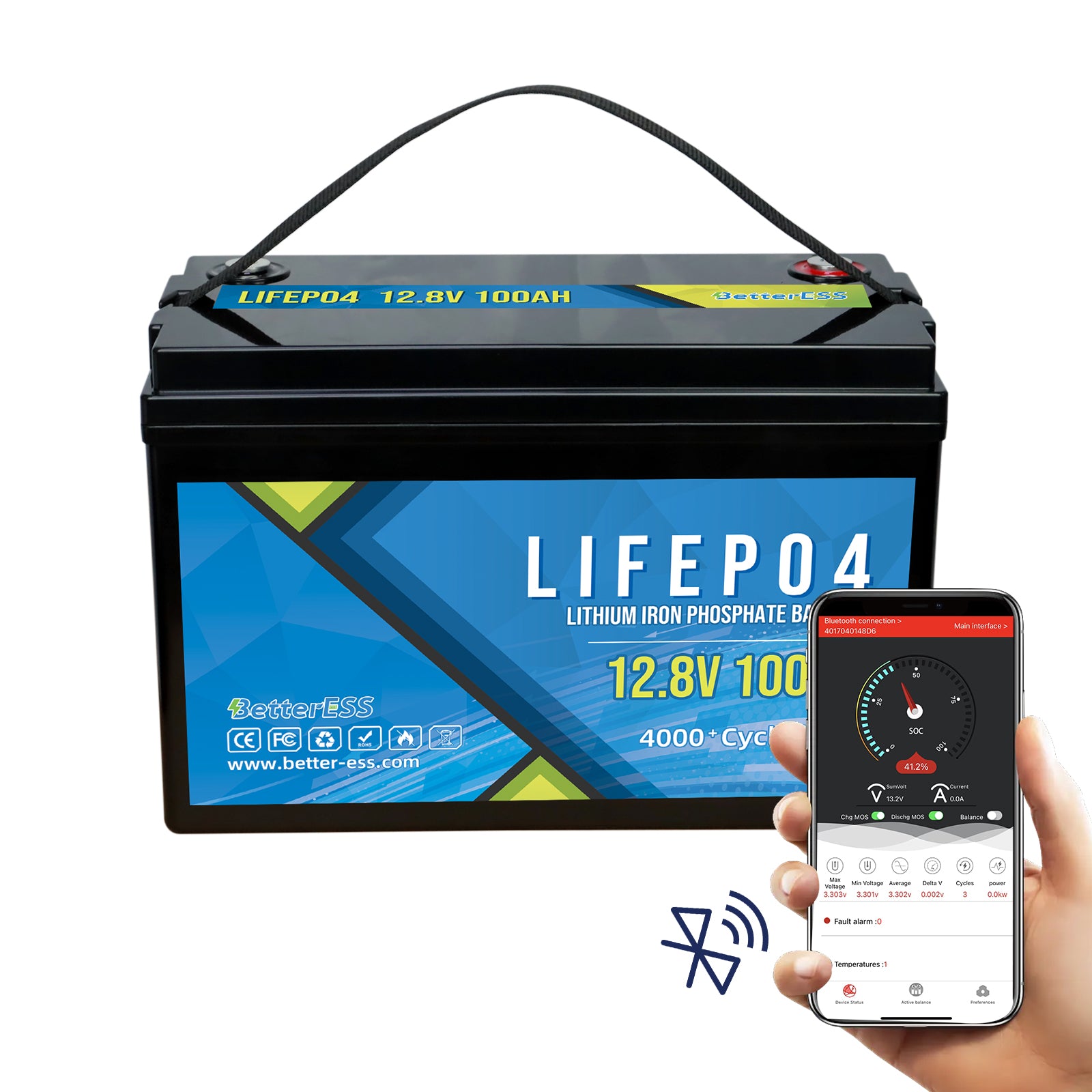 LiFePO4, V12100 12V/100Ah battery BMS Bluetooth