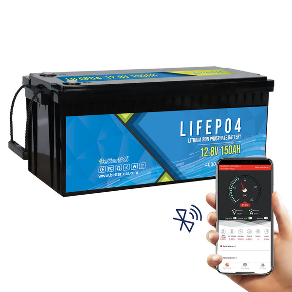 Better-ess Self-Heating 12V 150Ah LiFePO4 Lithium Battery with Bluetooth, Built-in Smart 150A BMS
