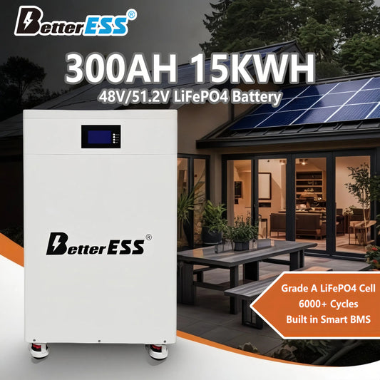 Batterie LiFePO4 mobile améliorée 48 V 51,2 V 300 Ah 15 kWh avec équilibreur actif