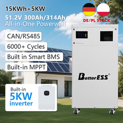 (EU Stock)BetterESS 51.2V 306Ah All in One 15kWh LiFePO4 Battery Mobile ESS Built-in 5kw Hybrid Off-grid Inverter, BMS, MPPT, Active Balancer-Backup Power for Home