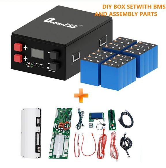 BetterEss DIY Kit 51.2V 280Ah 300Ah 314Ah LiFePO4 Battery Kit with JK 200A BMS, 2A Active Balance Stackable DIY Battery Box