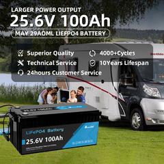 BetterEss 24V 100Ah LiFePO4 Lithium Battery Built-in Samrt BMS with Bluetooth, Self-heating and Active Balancer