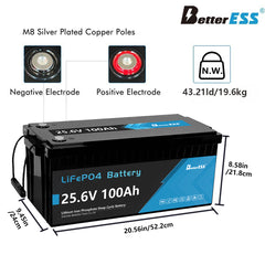 24V 100Ah LiFePO4 baterija Ugrađeni 100A BMS s Bluetoothom, samozagrijavanjem i aktivnim balanserom