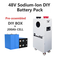 48V 200Ah 10kWh Sodium-ion DIY Battery Pack with  200A BMS, WiFi, Bluetooth & APP for Home Solar ESS