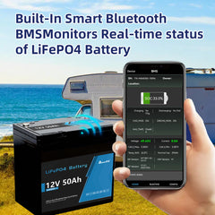 12V 50Ah LiFePO4 baterija Ugrađeni 50A BMS s Bluetoothom