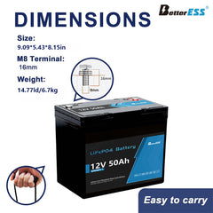 12V 50Ah LiFePO4 baterija Ugrađeni 50A BMS s Bluetoothom