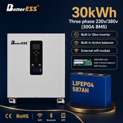 51.2V 587Ah 30kWh Hithium LiFePO4 Three Phase All-in-One Energy Storage System AC380V with 12kW Hybrid Inverter