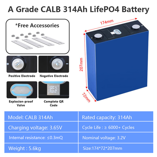 CALB 314Ah LiFePO4 Battery Cells - Brand New Grade A with QR Code