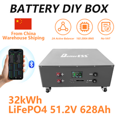 BetterESS 32kWh 51.2V 628Ah LiFePO4 DIY Battery Kit – 16S for EVE MB56 Cells with 250A JK BMS (V19) | Solar, RV & Off-Grid Energy Storage