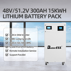 48V 51.2V 300Ah 15kWh All-in-One Mobile ESS Power Station with 5kW Hybrid Inverter