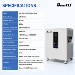 51.2V 400Ah 20kWh All-in-one Mobile ESS Built-in 10kW or 12KW Hybrid off-grid Three Phase Inverter 380V/400V,300A BMS,Equalization Module